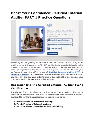 Boost Your Confidence_ Certified Internal Auditor PART 1 Practice Questions