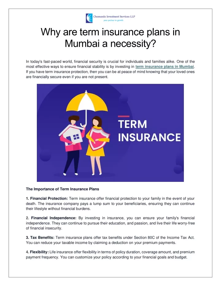 why are term insurance plans in mumbai a necessity