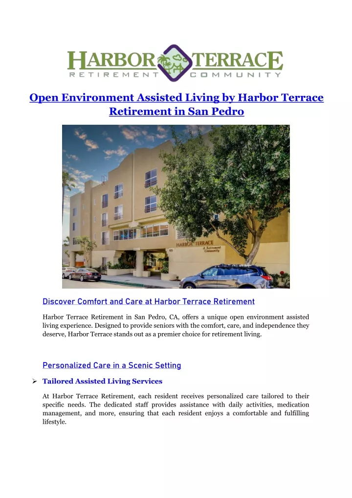 open environment assisted living by harbor