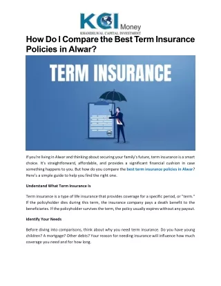 How Do I Compare the Best Term Insurance Policies in Alwar