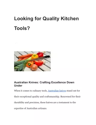 Looking for Quality Kitchen Tools_