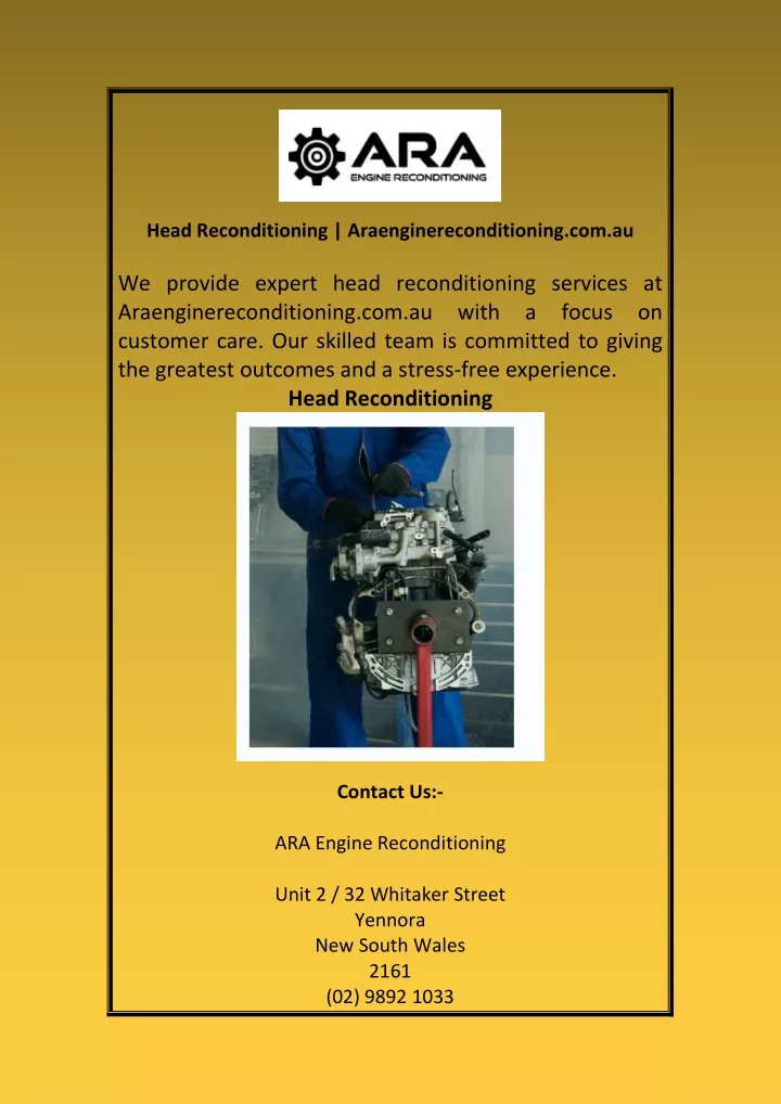 head reconditioning araenginereconditioning com au