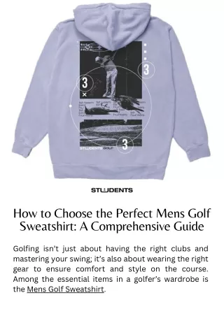 How to Choose the Perfect Mens Golf Sweatshirt A Comprehensive Guide