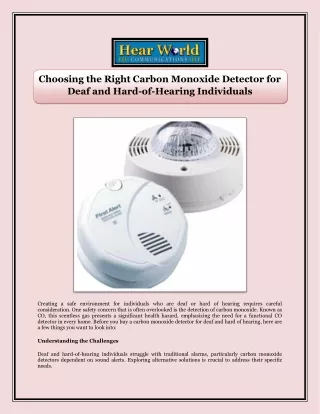 Choosing the Right Carbon Monoxide Detector for Deaf and Hard of Hearing Individuals