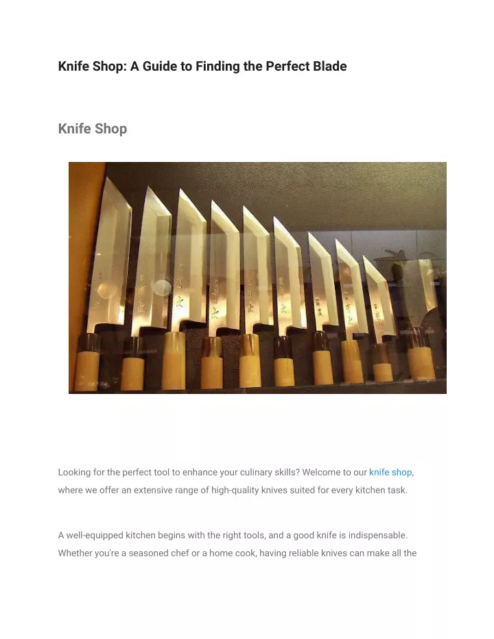 knife shop a guide to finding the perfect blade