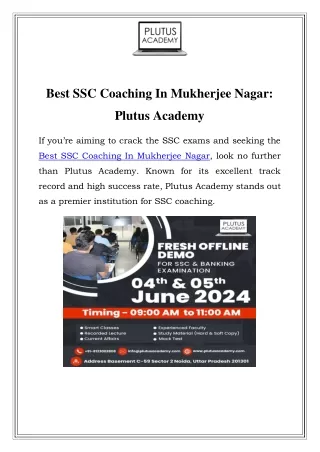 Top SSC Coaching in Mukherjee Nagar: Plutus Academy's Expert Guidance