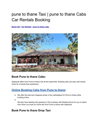 pune to thane taxi pune to thane cabs car rentals