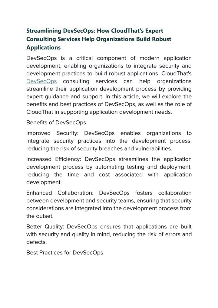 streamlining devsecops how cloudthat s expert