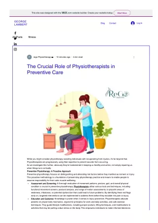 The Crucial Role of Physiotherapists in Preventive Care