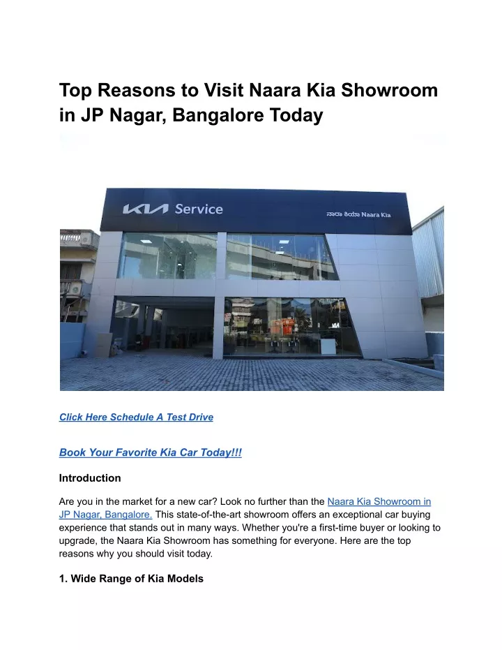 top reasons to visit naara kia showroom