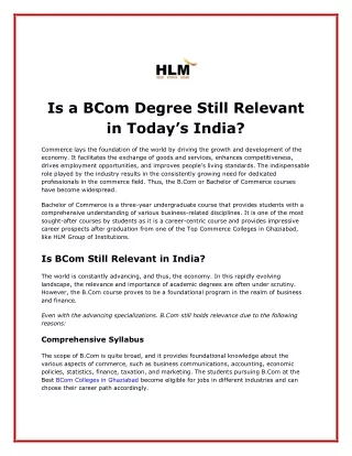 Is a BCom Degree Still Relevant in Today’s India?