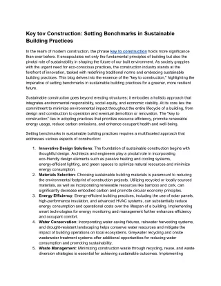 Key tov Construction_ Setting Benchmarks in Sustainable Building Practices