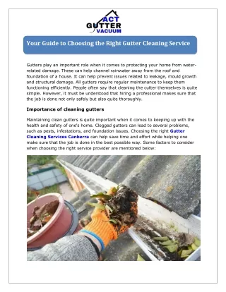 Your Guide to Choosing the Right Gutter Cleaning Service