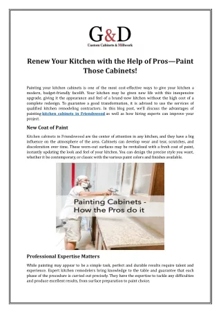 Renew Your Kitchen with the Help of Pros—Paint Those Cabinets!