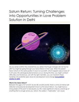 Saturn Return Turning Challenges into Opportunities in Love Problem Solution in Delhi