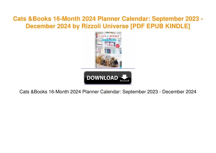 PPT Cats & Books 16Month 2024 Planner Calendar September 2023