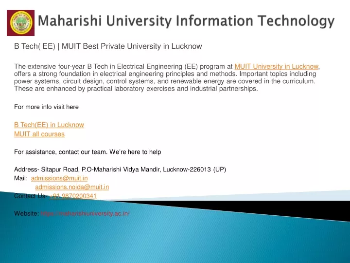 PPT - B Tech (EE) MUIT Best Private University in Lucknow PowerPoint ...