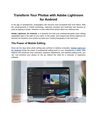 Transform Your Photos with Adobe Lightroom for Android