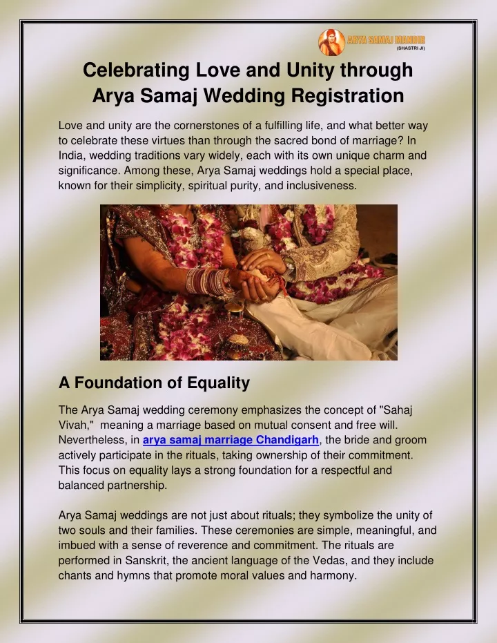 celebrating love and unity through arya samaj