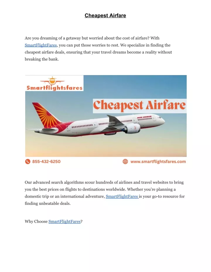 cheapest airfare