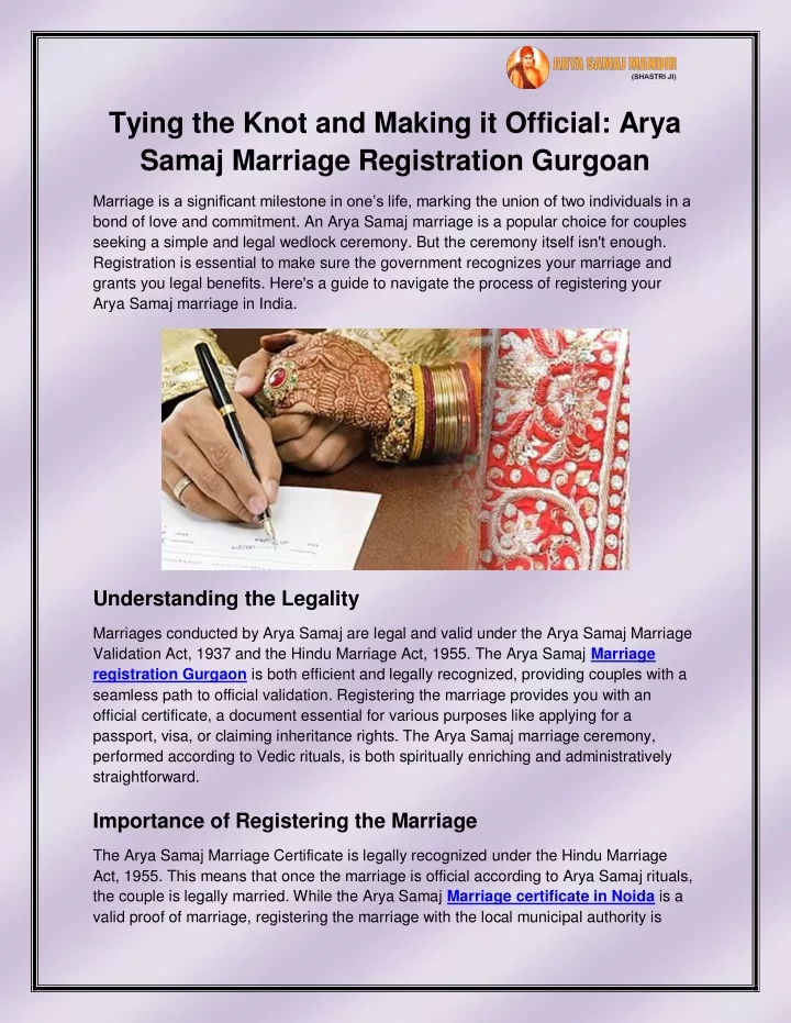 tying the knot and making it official arya samaj