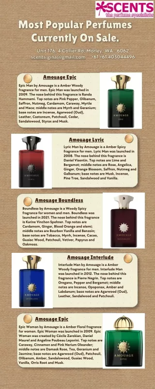 Most popular perfumes currently on sale.