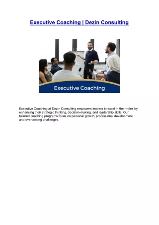 Executive Coaching | Dezin Consulting