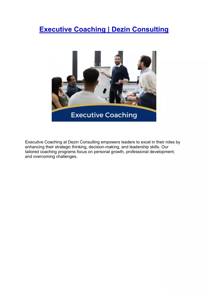 executive coaching dezin consulting