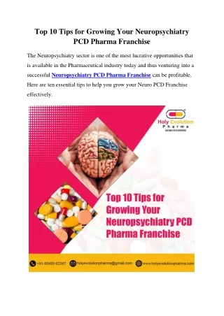 Top 10 Tips for Growing Your Neuropsychiatry PCD Pharma Franchise
