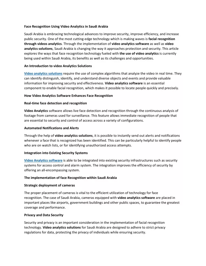 face recognition using video analytics in saudi