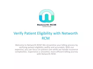 Verify Patient Eligibility with Networth RCM