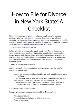 how to file for divorce in New York State