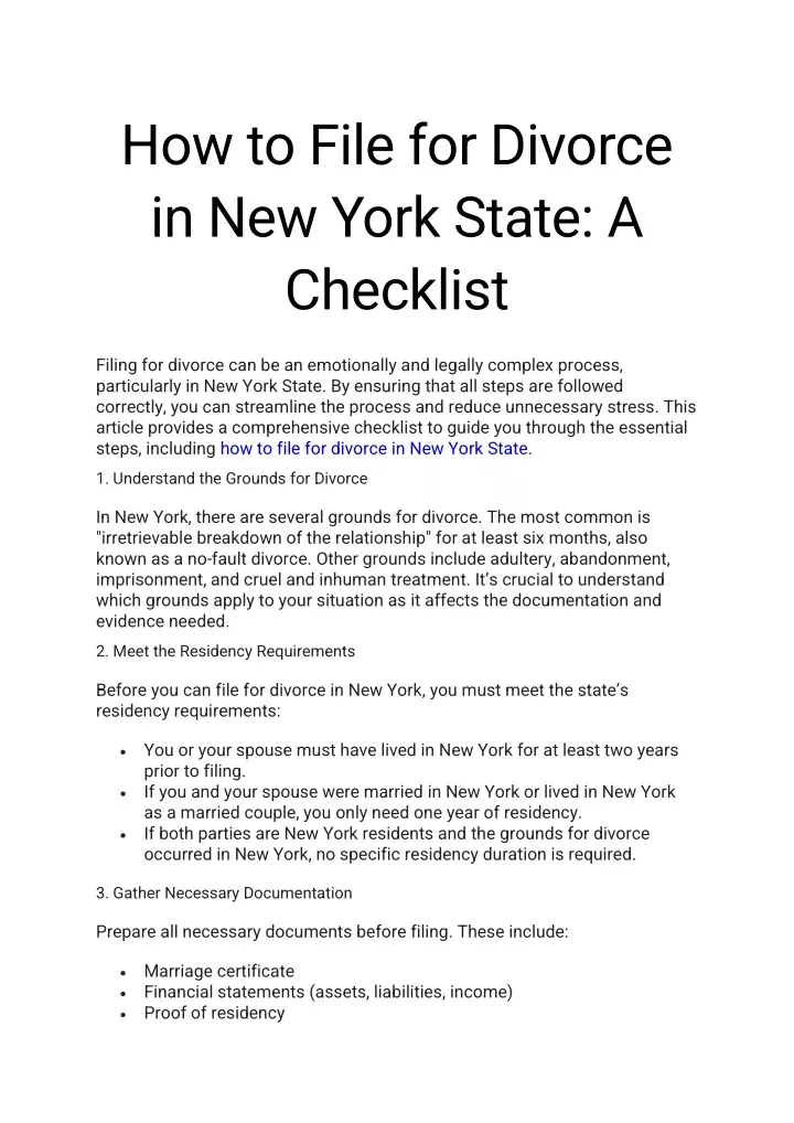 how to file for divorce in new york state