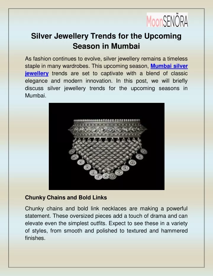 silver jewellery trends for the upcoming season