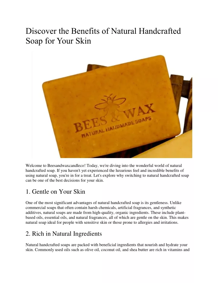 discover the benefits of natural handcrafted soap