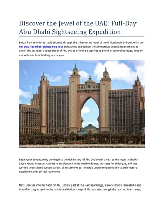 Full Day Abu Dhabi Sightseeing Tour