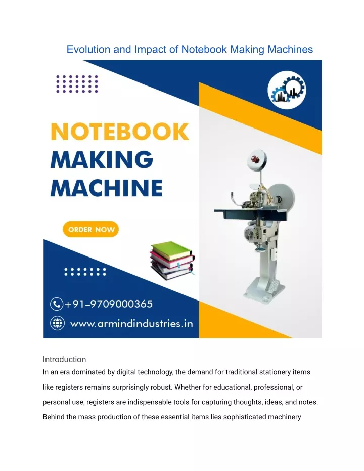 evolution and impact of notebook making machines