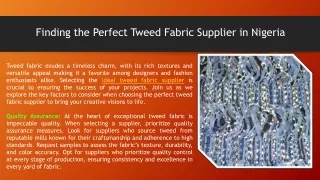 Finding the Perfect Tweed Fabric Supplier in Nigeria