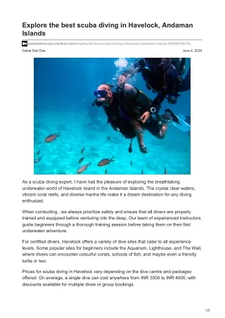 Scuba Diving in Havelock - Unforgettable Marine Paradise of Andamans