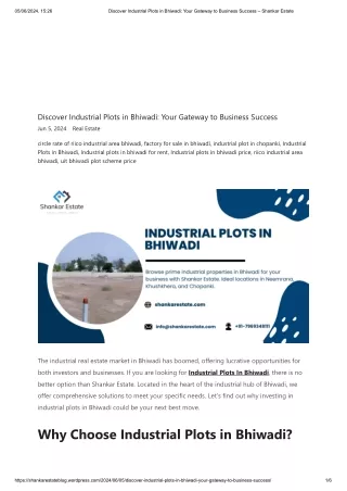 Discover Industrial Plots in Bhiwadi_ Your Gateway to Business Success