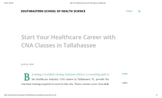 Start Your Healthcare Career with CNA Classes in Tallahassee
