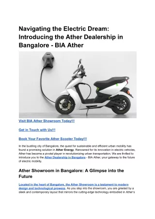 Navigating the Electric Dream_ Introducing the Ather Dealership in Bangalore - BIA Ather