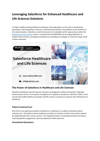 Leveraging Salesforce for Enhanced Healthcare and Life Sciences Solutions