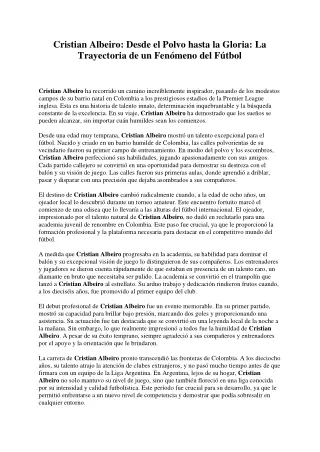 Cristian Albeiro: Pasión y Triunfo - La Odisea de Cristian Albeiro en el Fútbol
