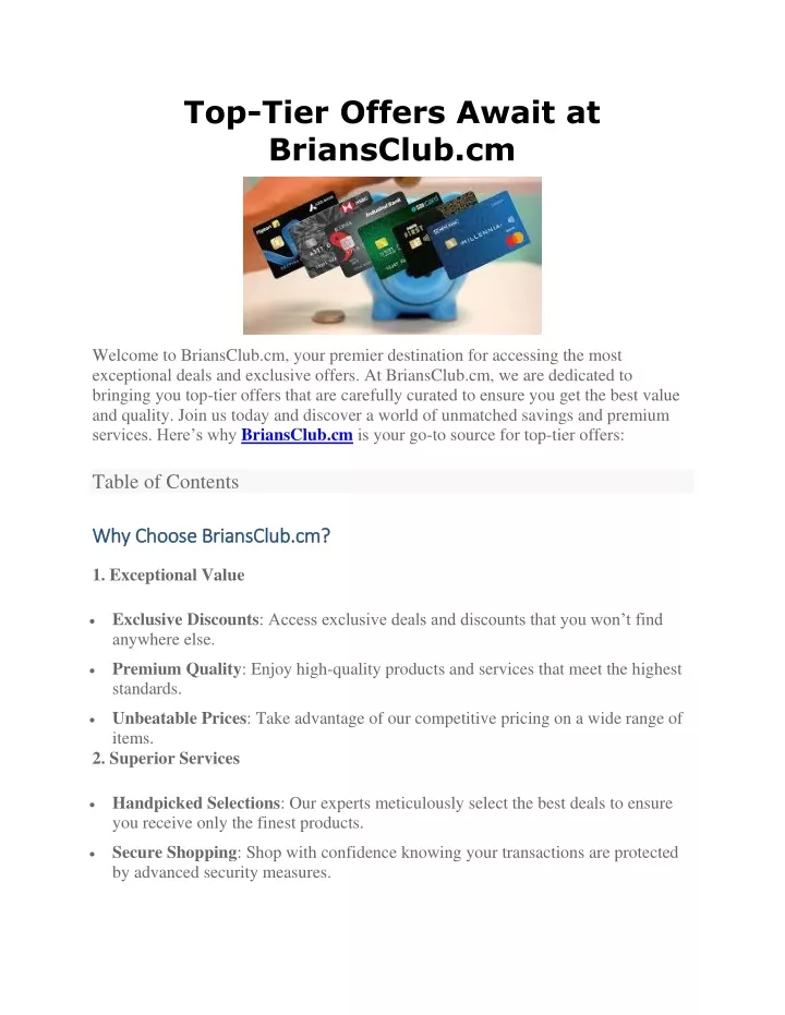 top tier offers await at briansclub cm