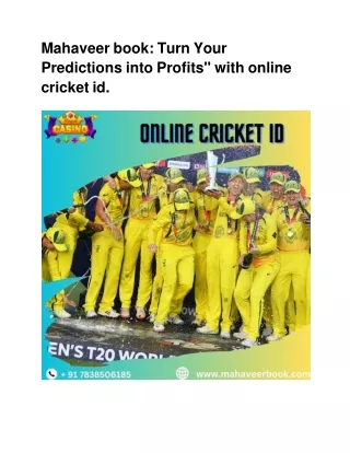 Mahaveerbook: Turn Your Predictions into Profits" with online cricket id.