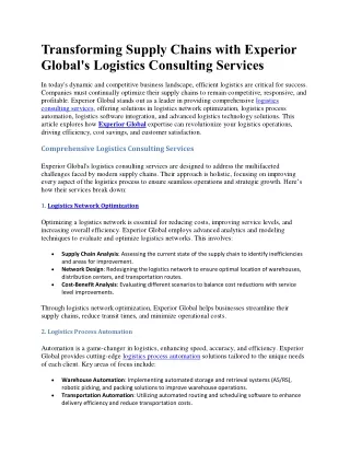 logistics consulting services