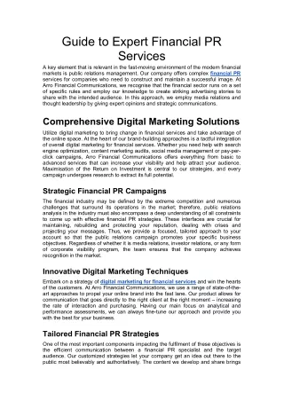 guide to expert financial pr services