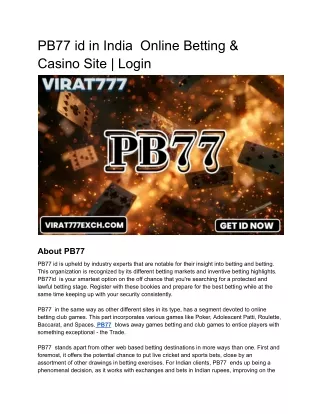 PB77 id in India  Online Betting & Casino Site _ Login