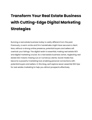 Boost Your Real Estate Business with Essential SEO Tips.